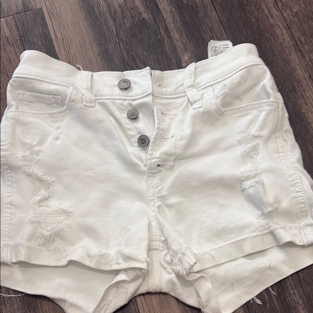 Hollister White Jean Shorts Distressed Hem